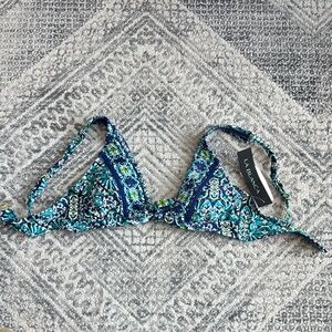 La Blanca Teal and Navy Patterned Bikini Top